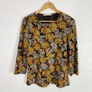 Vintage Peter Nygard Multi Color Leaf Long Sleeve Blouse